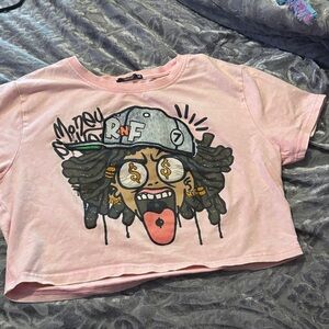 Pink Graphic Crop Top - Women's Trendy Streetwear
